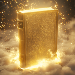 Golden glowing magical book.