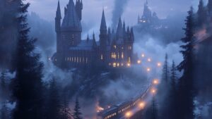 Castle with magical train.