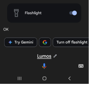 Phone flashlight via Lumos.