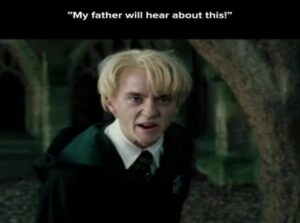 Angry Draco Malfoy shouting