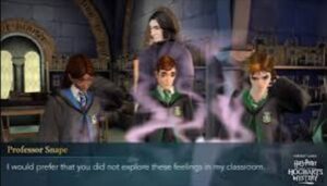 Snape scolding Slytherin students.