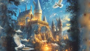 Magical castle with owls