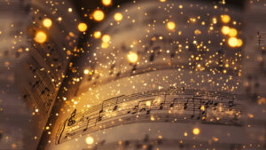 Magical notes with sparkles.