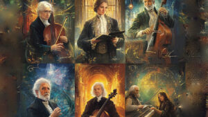 Classical musicians in portraits.