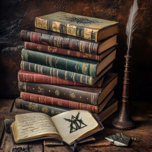 Antique books and quill.