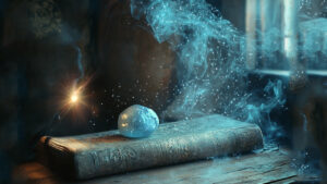 Magical book with orb.