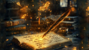 Magical quill writing spell