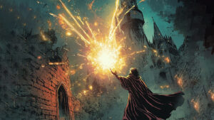 Wizard casting powerful spell.