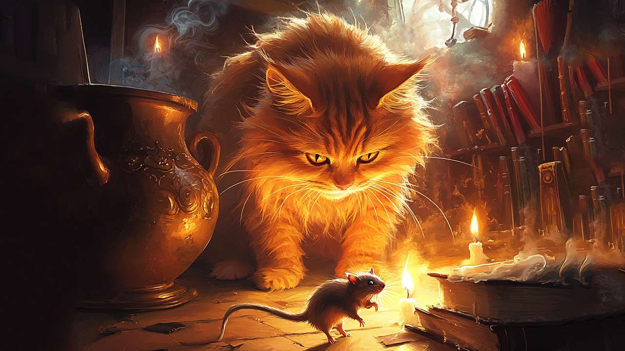 Cat staring at mouse