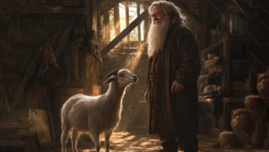 Old man with goat