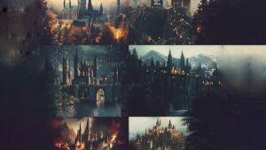 Enchanted castle scenic collage