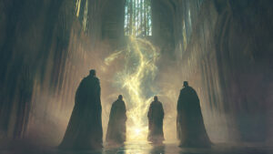 Hooded figures mystical energy