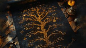 Ancient mystical family tree.