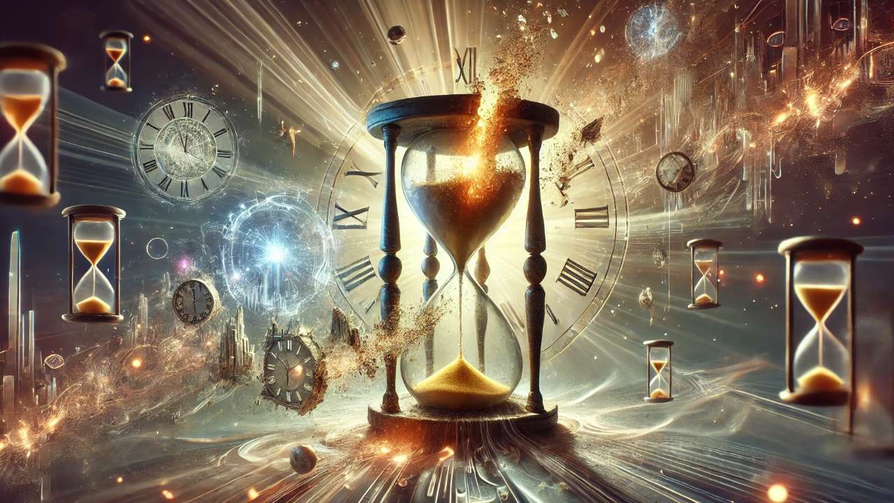 Hourglasses floating through cosmic time.