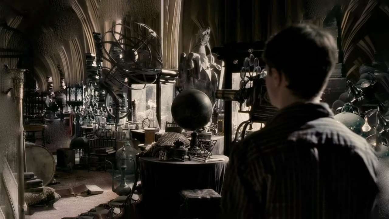 Boy entering magical, mysterious room.