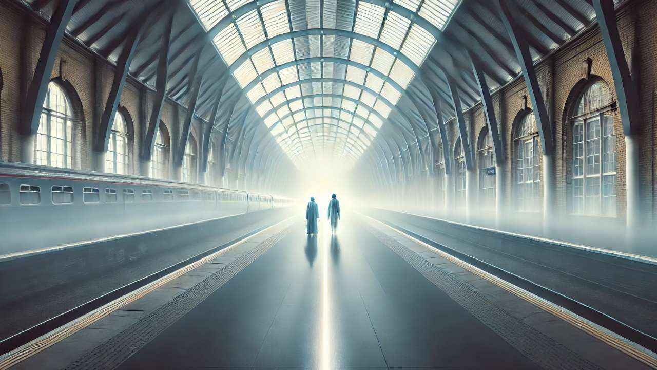 Mysterious figures in train station