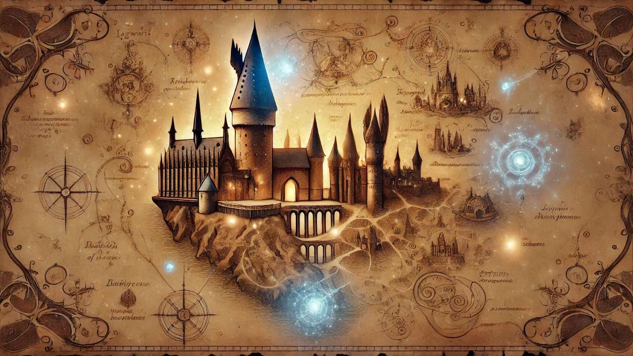 Fantasy castle map with lights