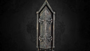 Mysterious ancient wooden door design. 