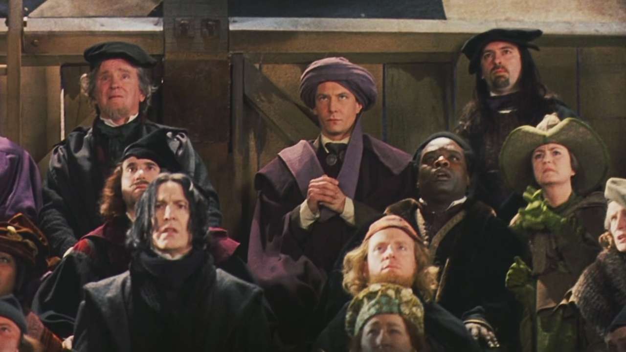 Wizards gathered in medieval attire.