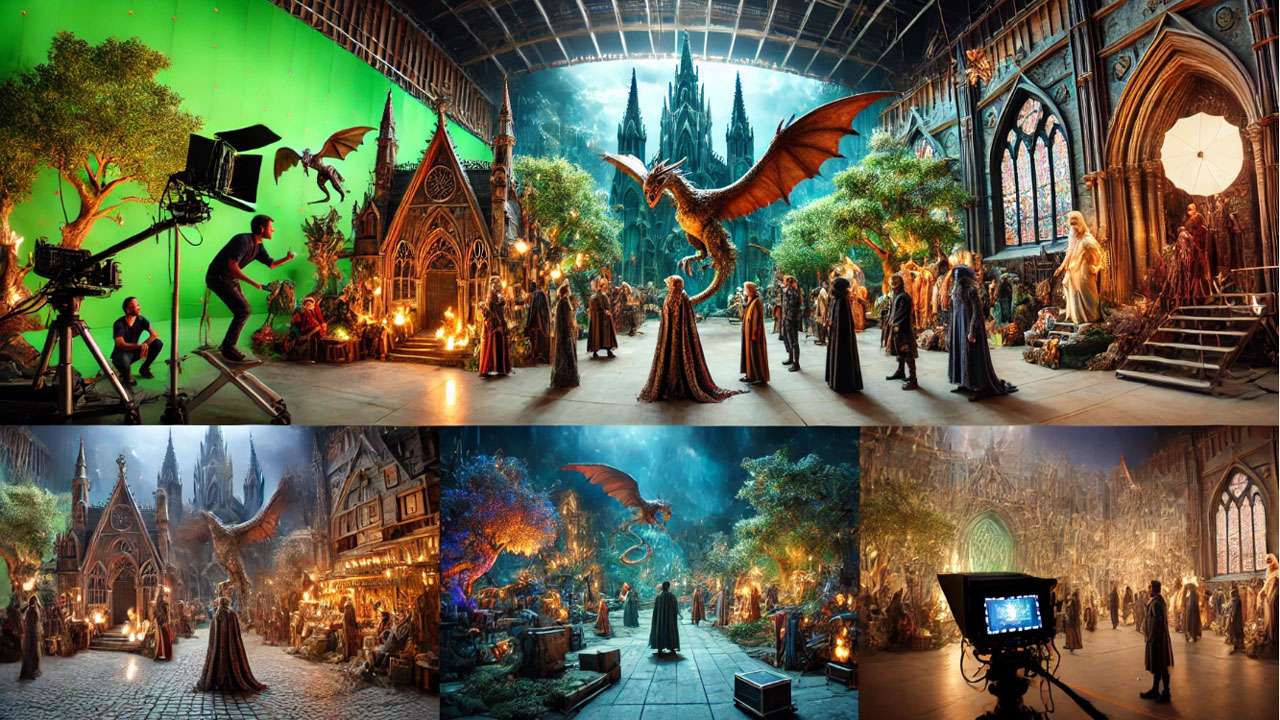 Modern fantasy film set inspired by Harry Potter with magical creatures and immersive CGI effects.