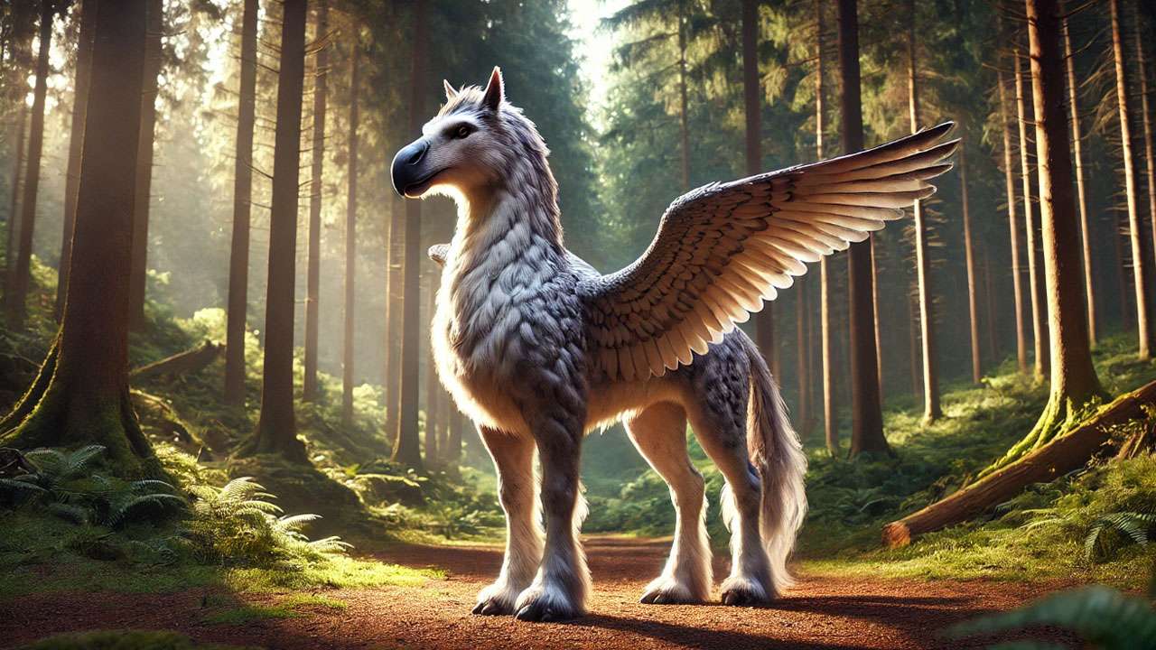 Buckbeak hippogriff from Harry Potter movie with detailed feathers and lifelike features