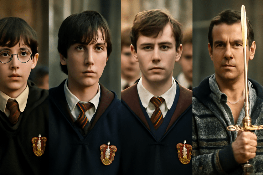 Neville Longbottom's transformation from a shy student to a confident hero, ending with him holding the Sword of Gryffindor.
