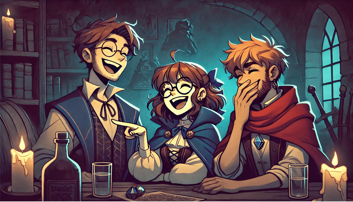 Harry, Ron, and Hermione laughing together, capturing the balance of humor and tension in Harry Potter.