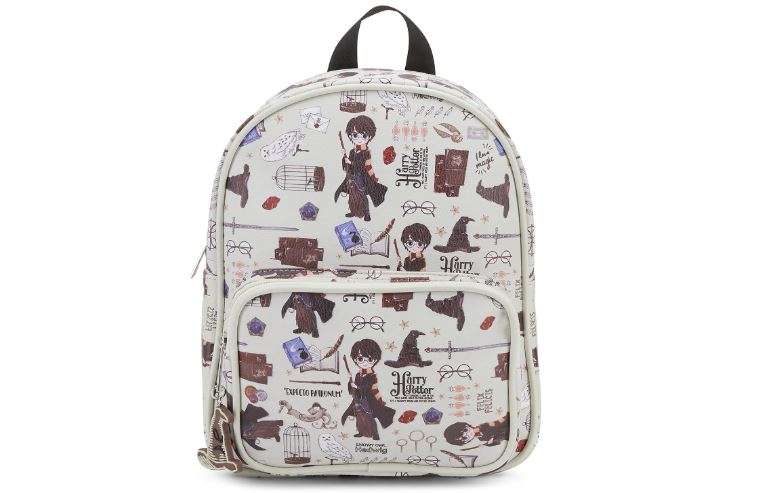 Harry Potter Wizarding World Magic Mini Purse Backpack with Hogwarts Allover Icon Print, 10.5 Inches, Adjustable Straps, Faux Leather