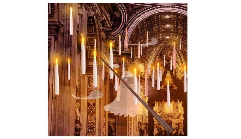 Halloween Decorations, 20 PCs Floating Candles with Wand Magic Hanging Candles, Flickering Warm Light Flameless Floating LED Candle with Wand Remote