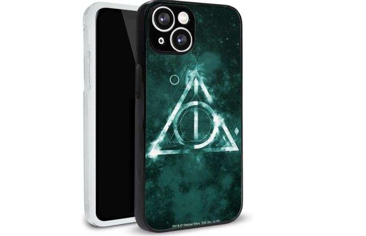 Harry Potter Deathly Hallows Logo Protective Slim Fit Plastic Bumper Case Fits Apple iPhone 15
