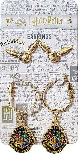LUV HER Harry Potter Hypoallergenic Earrings for Girls, Stud & Fishhook Drop Sets with Charms One Size Fits All Jewelry for Women Accessories Ages 4+