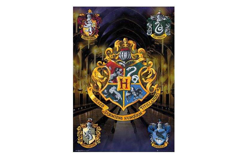 Harry Potter - Movie Poster Print (House Crests - Hogwarts, Gryffindor, Slytherin, Hufflepuff & Ravenclaw) (Size: 24" x 36")