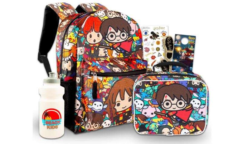 Harry Potter Backpack with Lunch Box Set - Bundle with 16" Backpack, Lunch Bag, Water Bottle, Stickers, More | Harry Potter School Bag for Kids