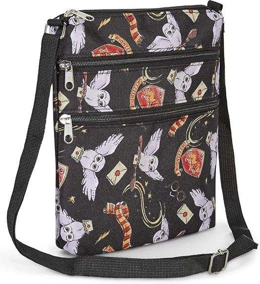Harry Potter Womens Crossbody Bag Hogwarts Travel Purse Passport Gryffindor AOP