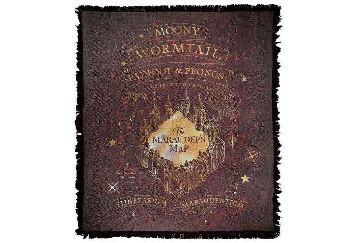 Harry Potter Blanket, 50"x60" Celestial Marauder's Map Woven Tapestry Cotton Blend Fringed Throw Blanket