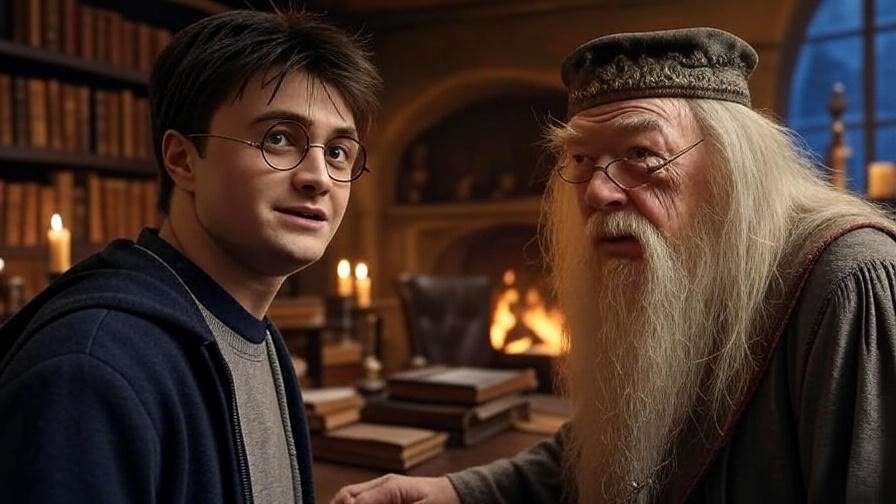 Harry Potter with Dumbledore mentorship, community role in overcoming fears 