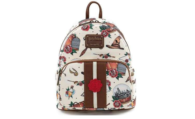 Loungefly Harry Potter Tattoo Art Cream Color Womens Double Strap Shoulder Bag Purse