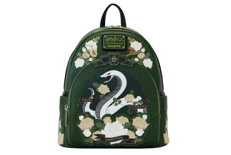 Loungefly Harry Potter Slytherin House Floral Tattoo Mini Backpack