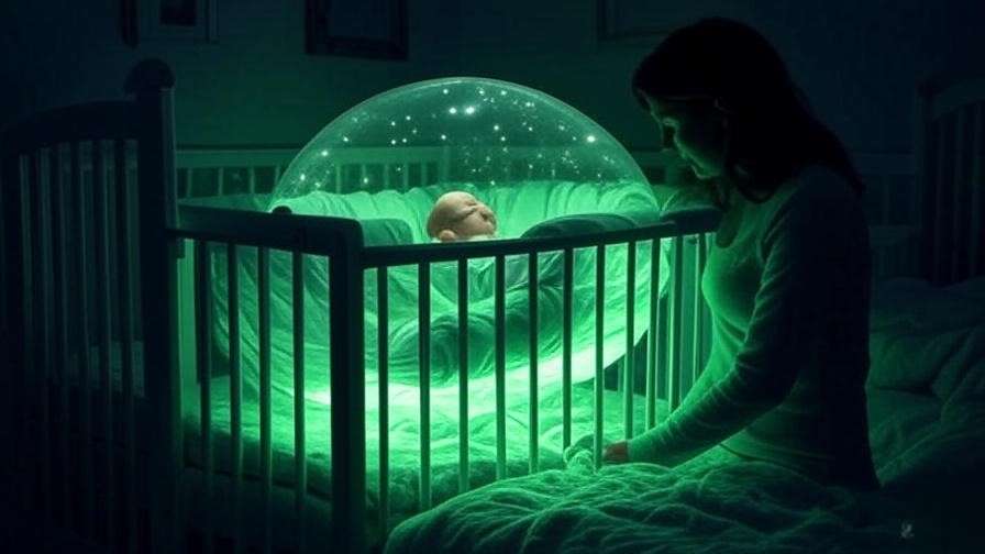 Lily’s sacrifice with glowing light protecting baby Harry.