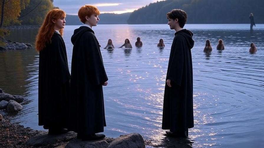 Ron Weasley courageously supporting Harry in the Triwizard Tournament lake.