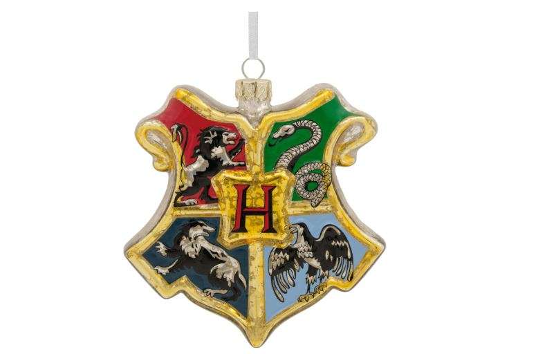 Hallmark Harry Potter Hogwarts Crest Christmas Ornament, Blown Glass