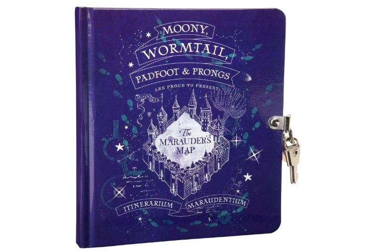 Harry Potter Marauder's Map Diary for Kids - Lock & Key Journal Notebook w/ 216 Lined Pages - Officially Licensed - Book & Movie Gift for Girls