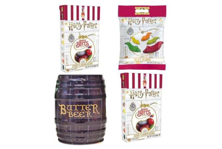Jelly Belly Harry Potter's Favorites, Gift Pack of 4 (Butterbeer Barrel Tin, Bertie Bott's Every Flavor Jelly Beans, & Jelly Slugs Chewy Candy)