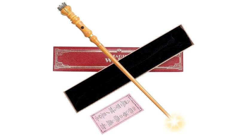 Light Up Magic Wizard Wand Rechargeable Illuminating Golden Wands for Witches Kids Boys Girls Party Gift, Crown
