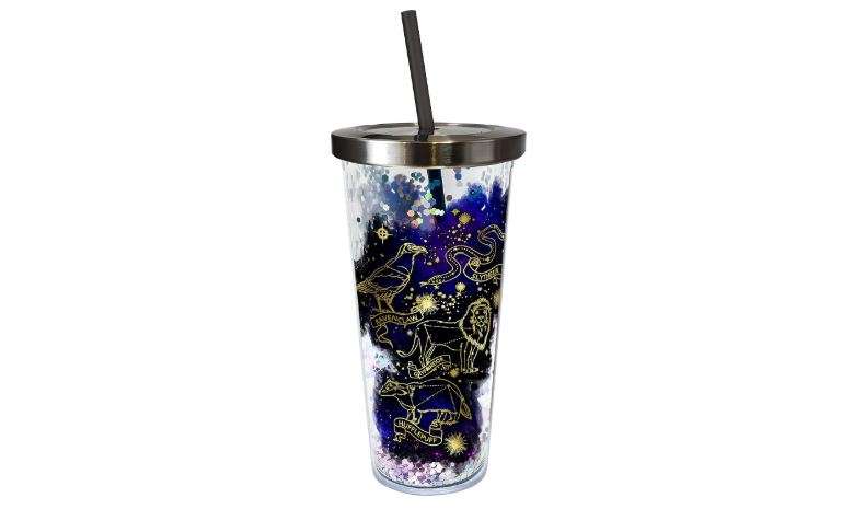 Spoontiques - Harry Potter Tumbler - Constellation Glitter Cup with Straw - 20 oz - Acrylic - Multicolored