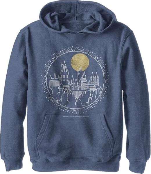 Harry Potter Kids Deathly Hallows Hogwarts Line Art Youth Pullover Hoodie