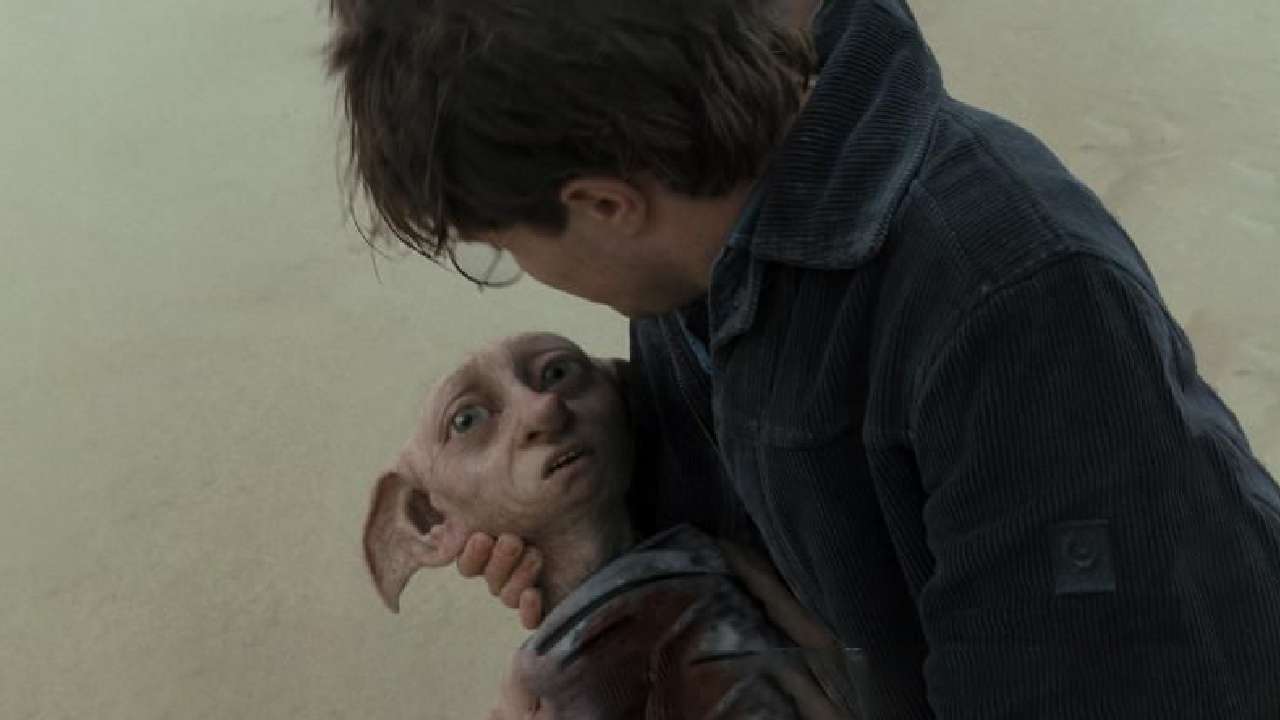Dobby's ultimate sacrifice and death scene in Harry Potter and the Deathly Hallows. 