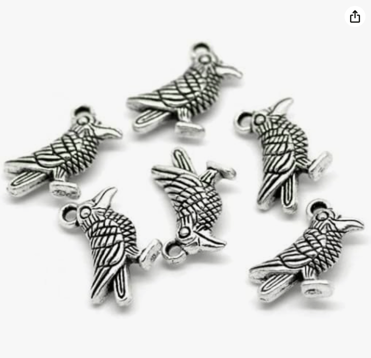 Raven Charms 19mm Antiqued Silver Plated Crow Pendants For Jewelry Making And Crafts