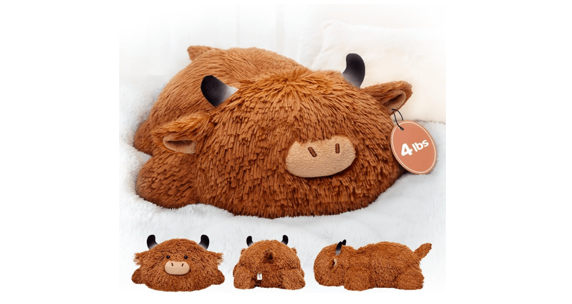 
Mewaii 4 Lbs Weighted Stuffed Animals - Heavy Belly & Limbs, 23" Highland Cow Plush for a Realistic Hug, Super Soft Fluffy Plush Toy for Kids and Adults