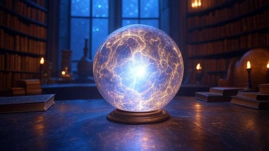Mystical prophecy orb in Dumbledore’s office, symbolizing Harry Potter infant’s destiny. 